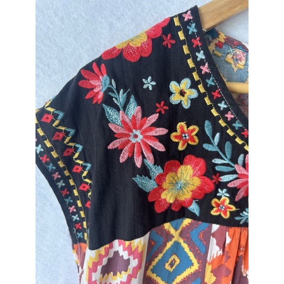Savanna Jane Womens Size Large Embroidered Aztec Print Babydoll Top - Picture 3 of 7